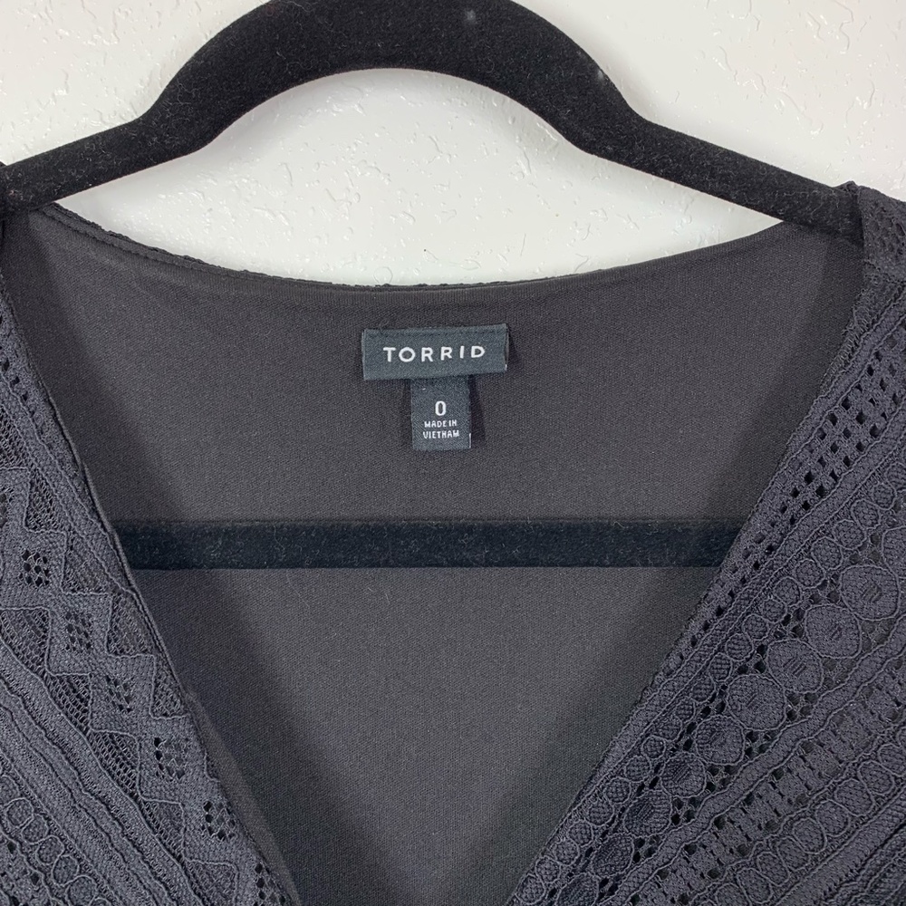 Torrid Black Lace Plunging Neck Scalloped Hem Dress